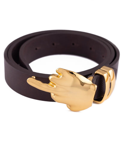 BROWN MIDDLE FINGER BELT