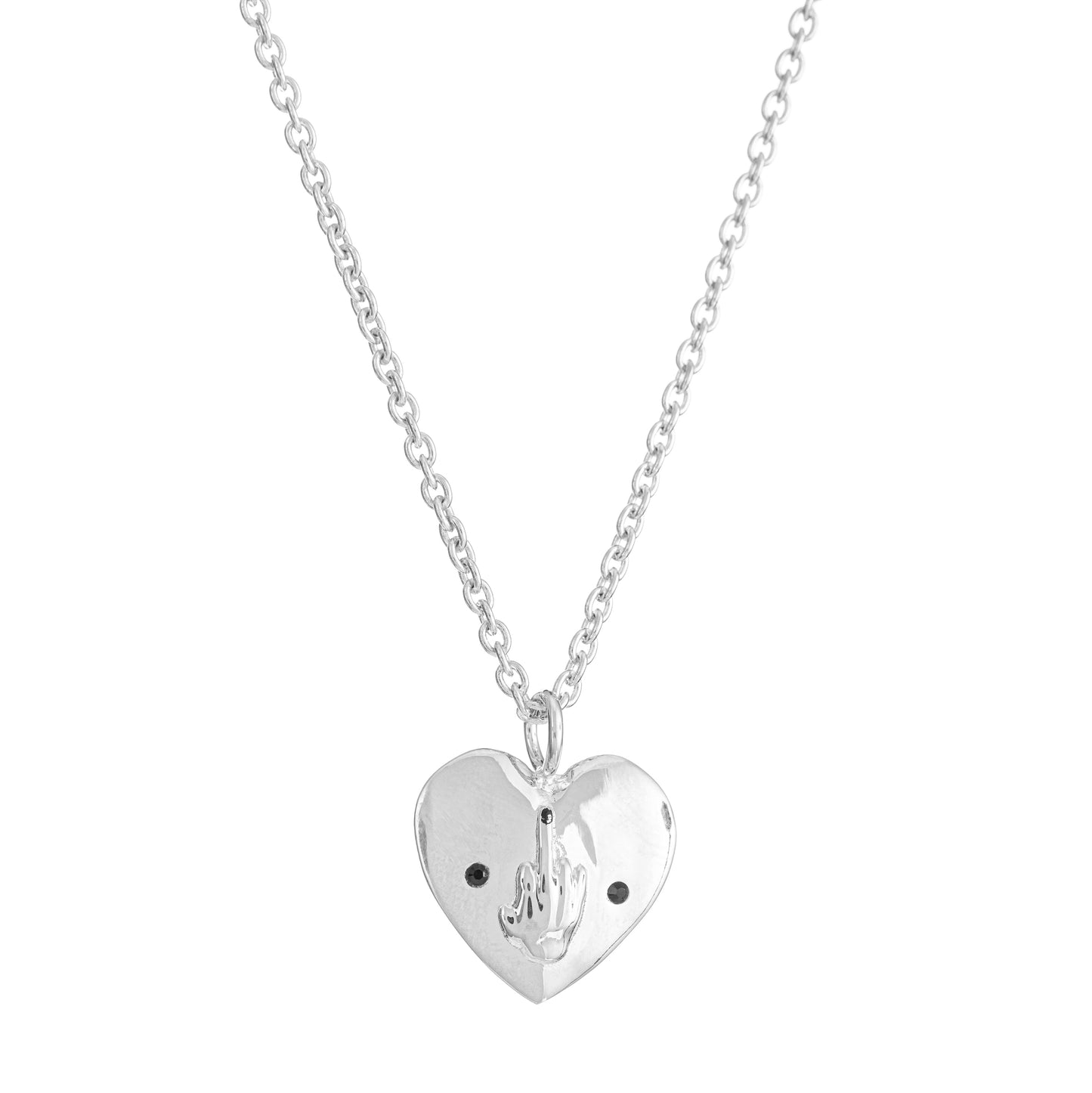SILVER HEART MIDDLE FINGER CHARM