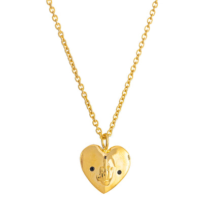 GOLD HEART MIDDLE FINGER CHARM