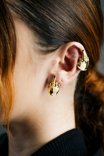 MINI GOLD MIDDLE FINGER EARRING