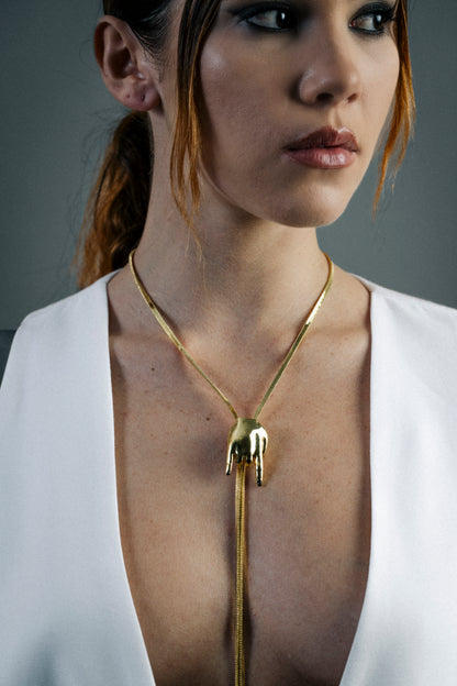 HAND HORNS NECKLACE - GOLD