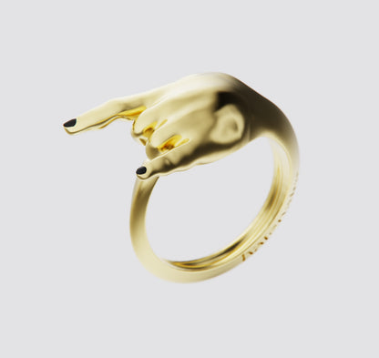 GOLD HAND HORNS RING