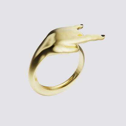 GOLD HAND HORNS RING